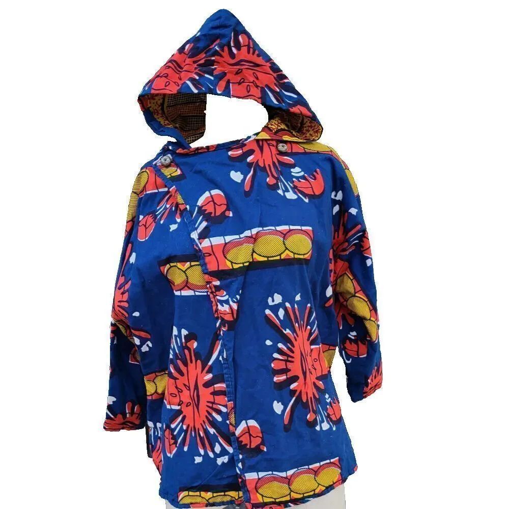 One of Kind Japanese Style Hooded Reversible Jacket 100% cotton Bold Print